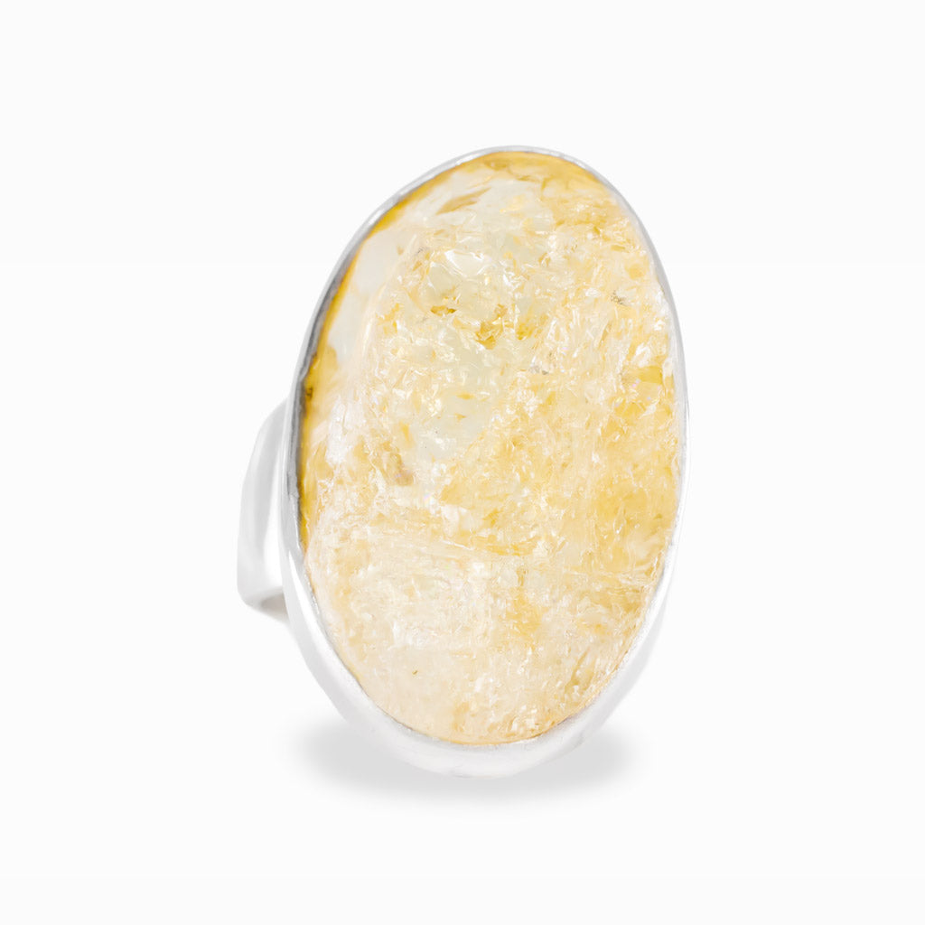 Natural freeform Citrine gemstone ring set in polished sterling silver.