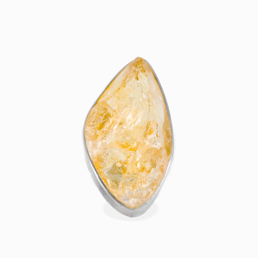 Raw citrine ring in sterling silver with organic freeform shape