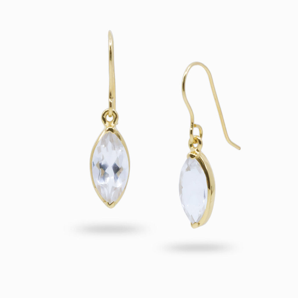 clear quartz drop earrings