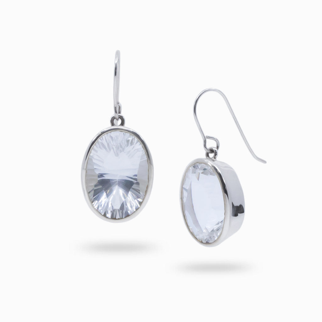 clear quartz drop earrings