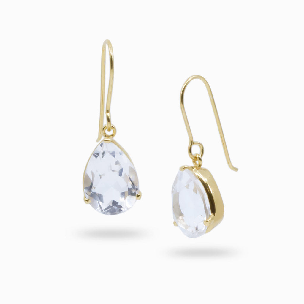 clear quartz DROP EARRINGS WITH GOLD VERMEIL FINISH