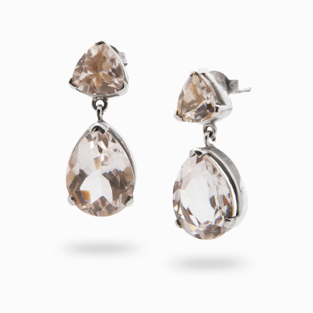 clear qtz STUD DROP EARRINGS