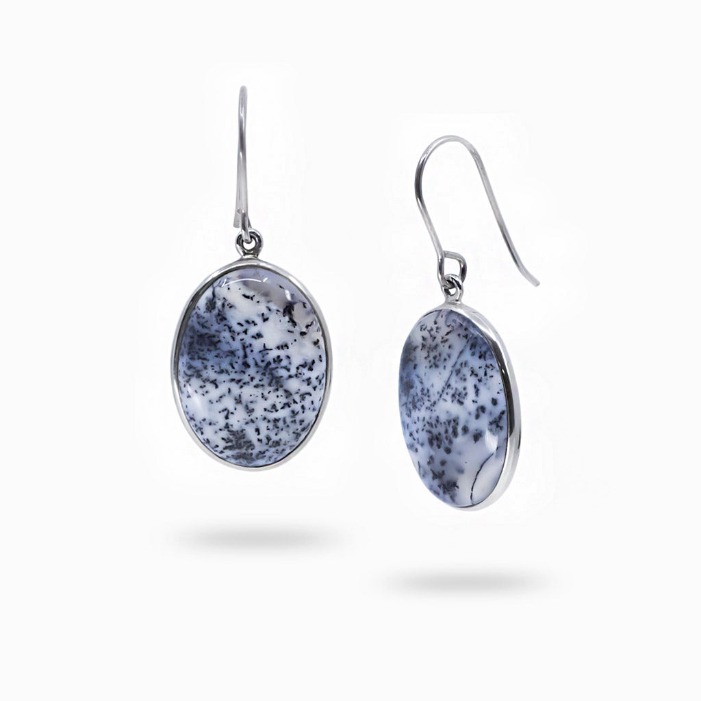 dendritic opal drop earrings