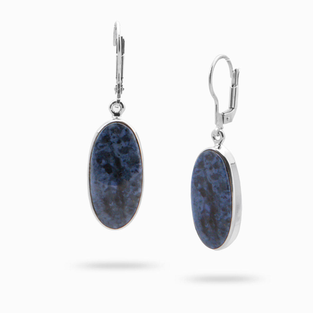 CABOCHON OVAL DUMORTERITE DROP EARRINGS