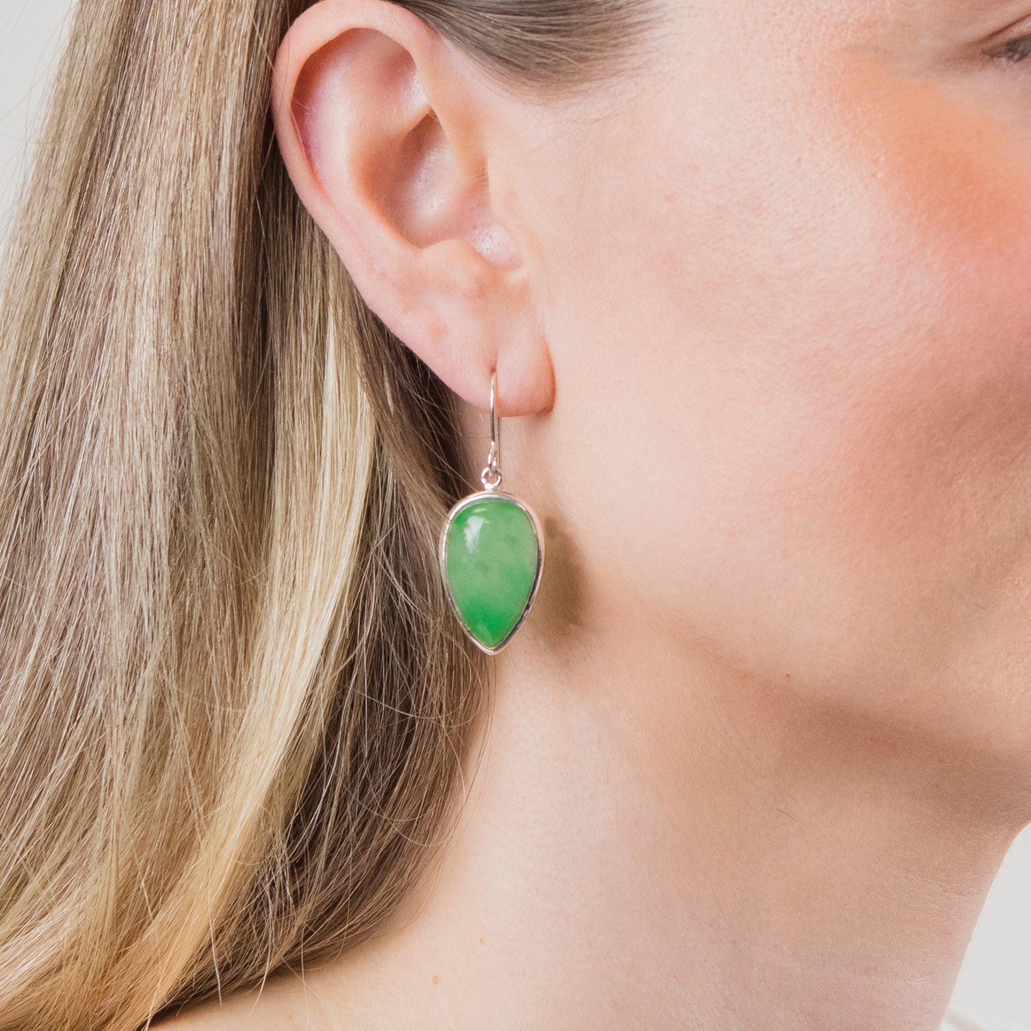 jadeite drop earrings ON MODEL