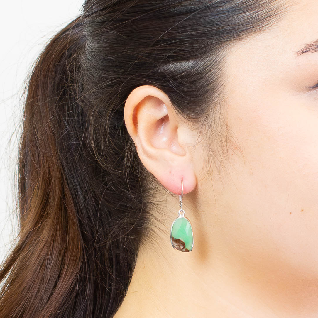 Chrysoprase In Matrix Drop Earrings