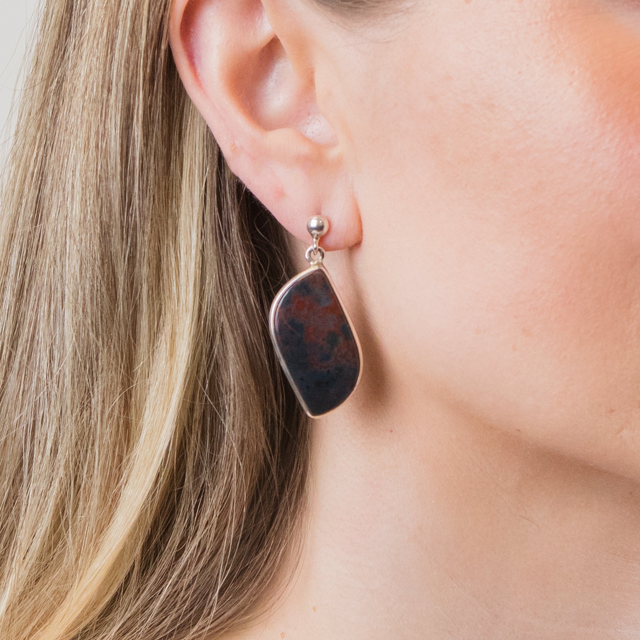 bloodstone drop studs 