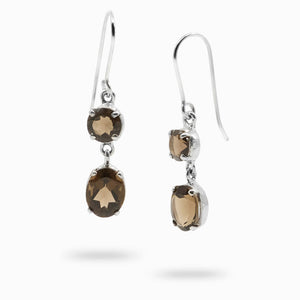 Round/Oval faceted Claw Smokey Quartz Drop Earrings