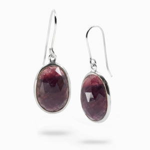 Faceted Oval Brown Sapphire Drop Earrings