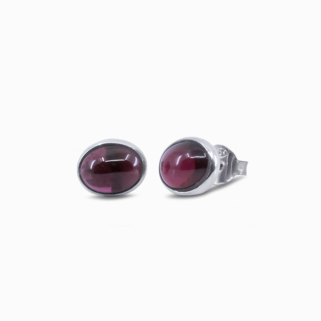 garnet cabochon stud earrings