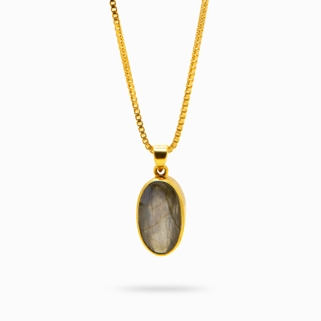 FACETED LABRADORITE NECKLACE WITH GOLD VERMEIL FINISH