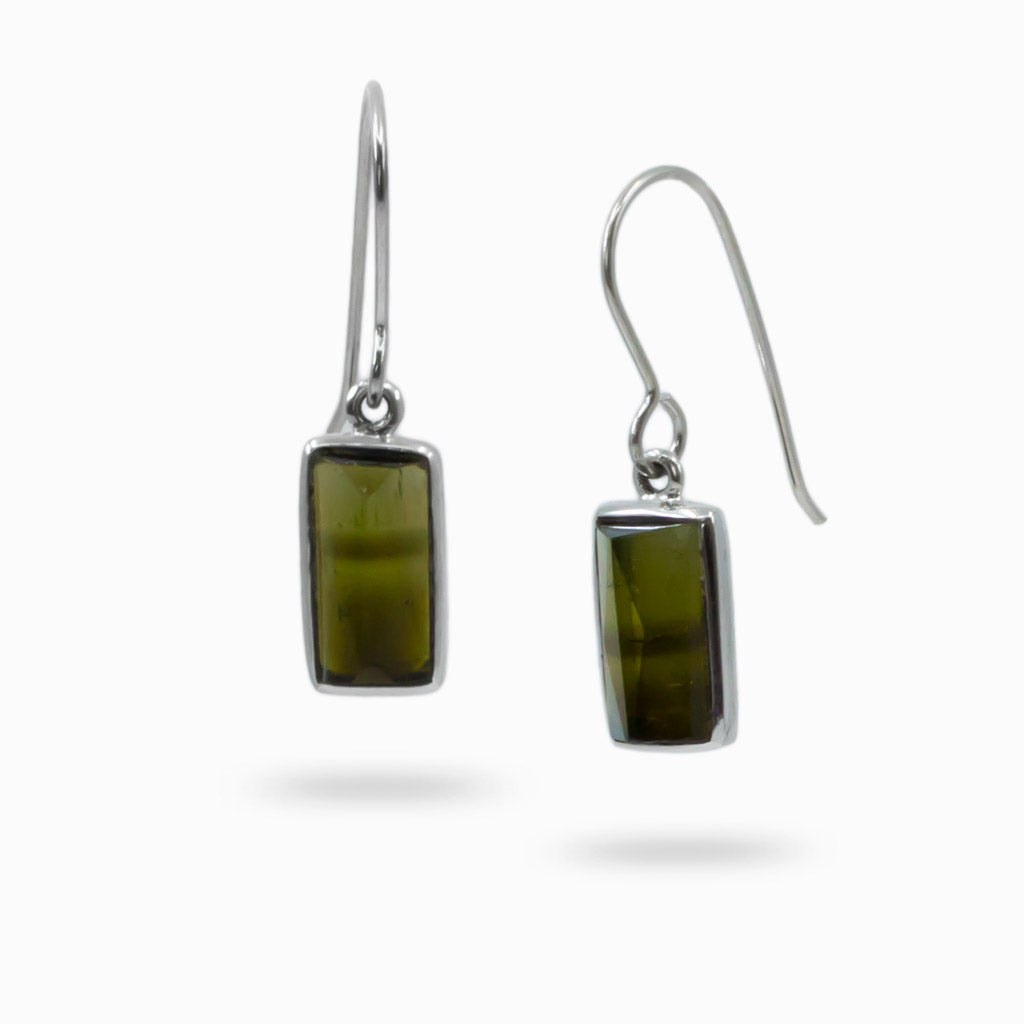 faceted green tourmaline drop earrings