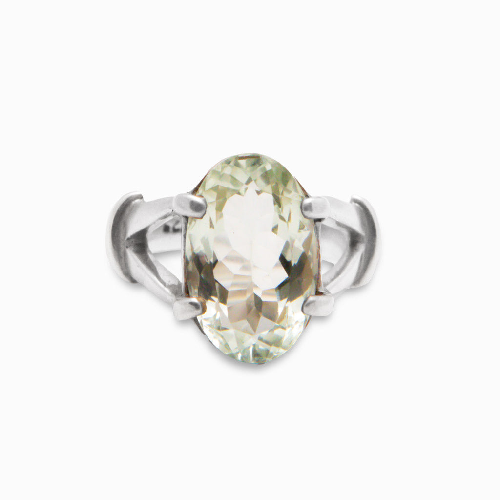 FACETED GREEN QUARTZ RING