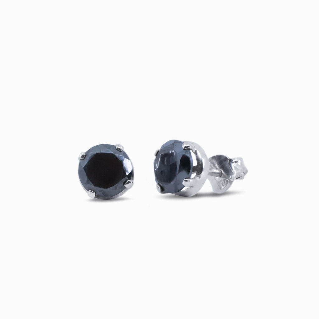 faceted hematite stud earrings