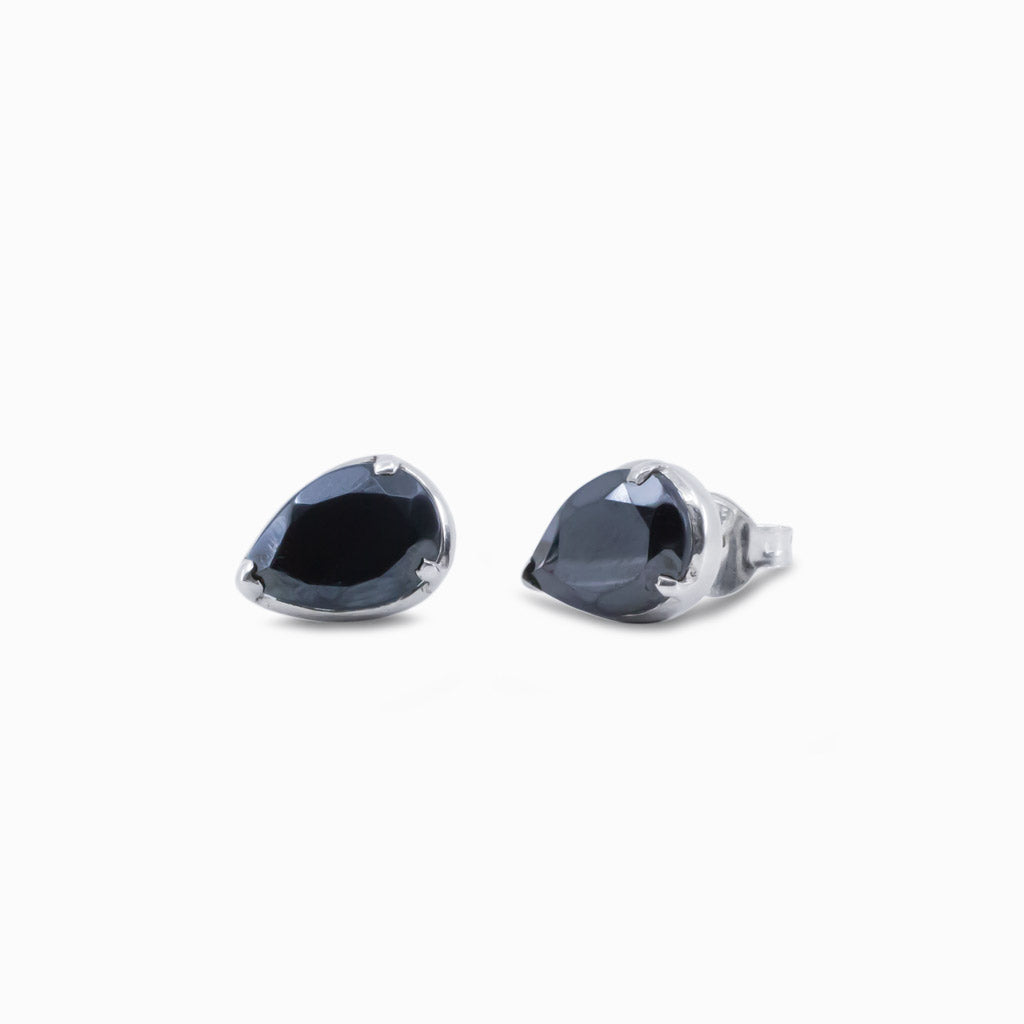 teardrop faceted hematite stud earrings