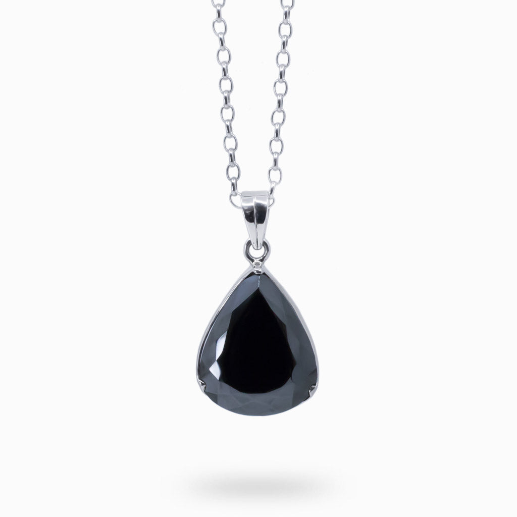 HEMATITE FACETED TEAR NECKLACE