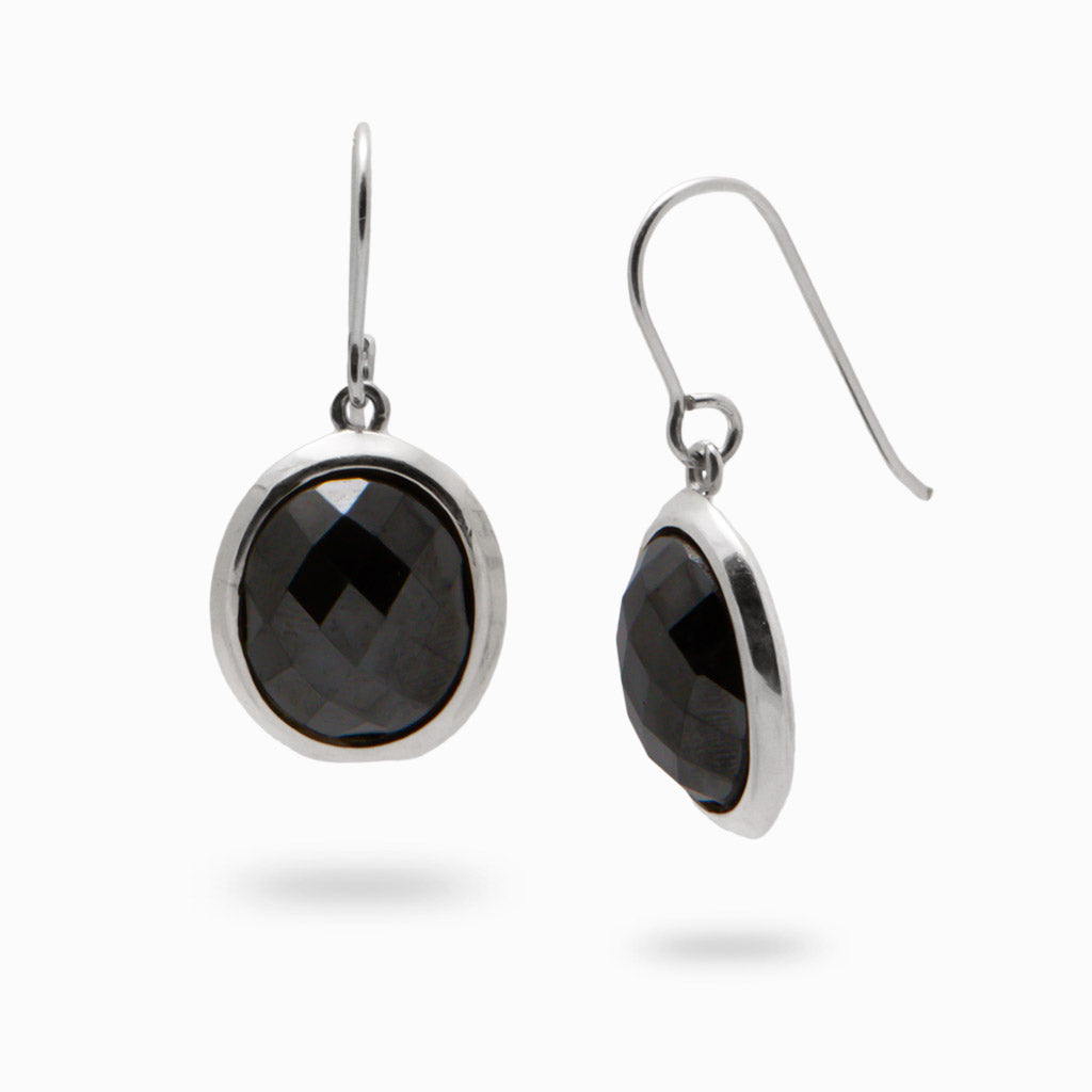 HEMATITE FACETED DROP EARRINGS