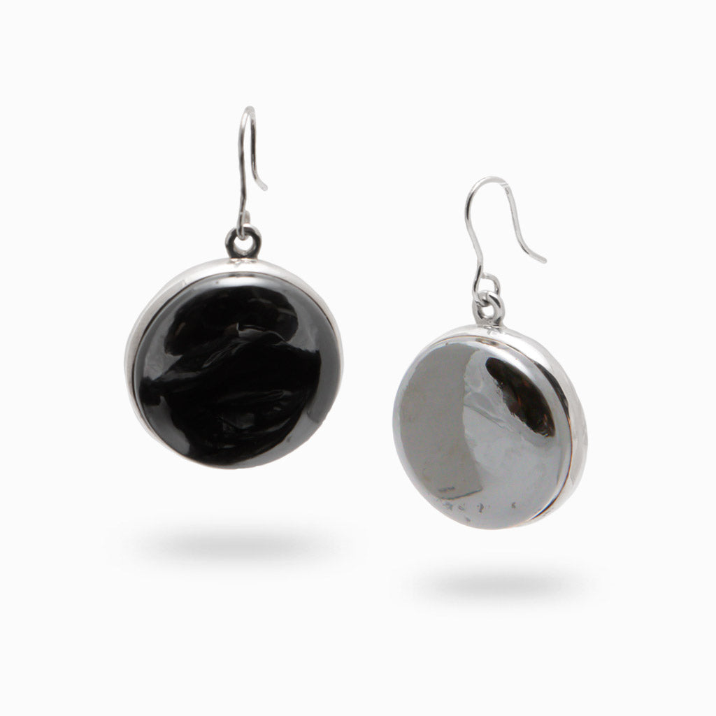 HEMATITE ROUND DROP EARRINGS