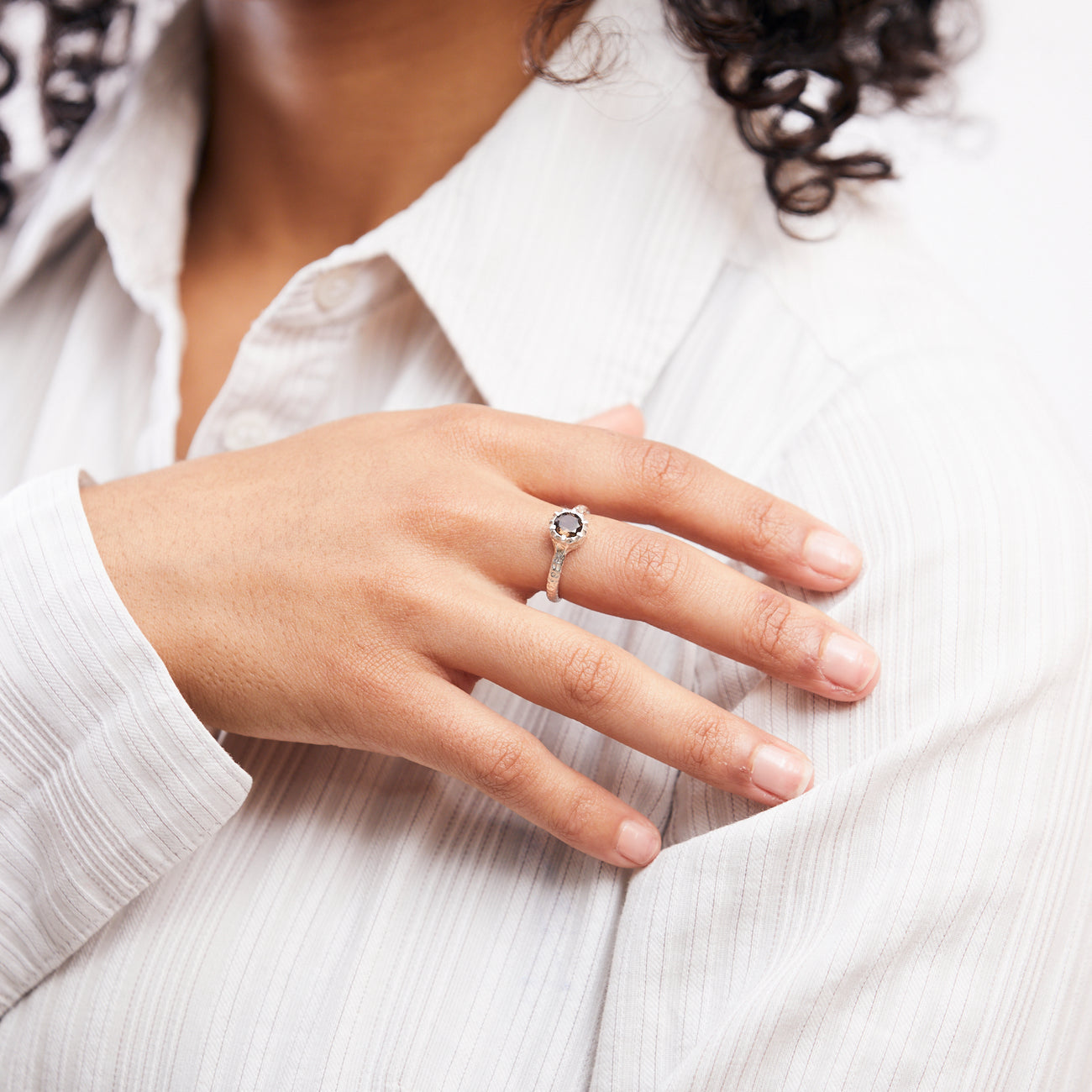 FACETED SMOKEY QUARTZ RING | SSTERLING SILVER MADE IN EARTH