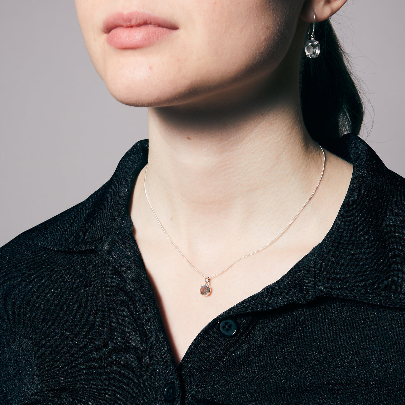 faceted labradorite round necklace in sterling silver | made in earth