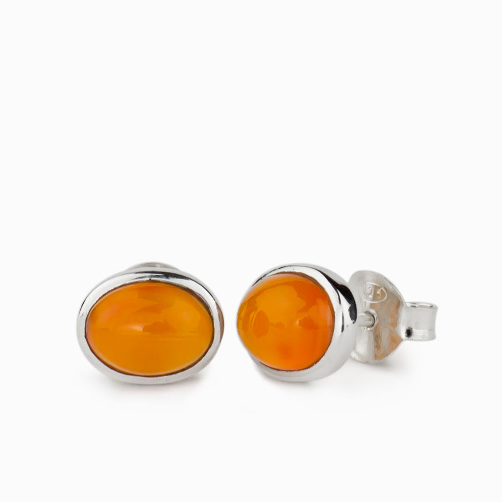CABOCHON CARNELIAN STUD EARRINGS | MADE IN EARTH