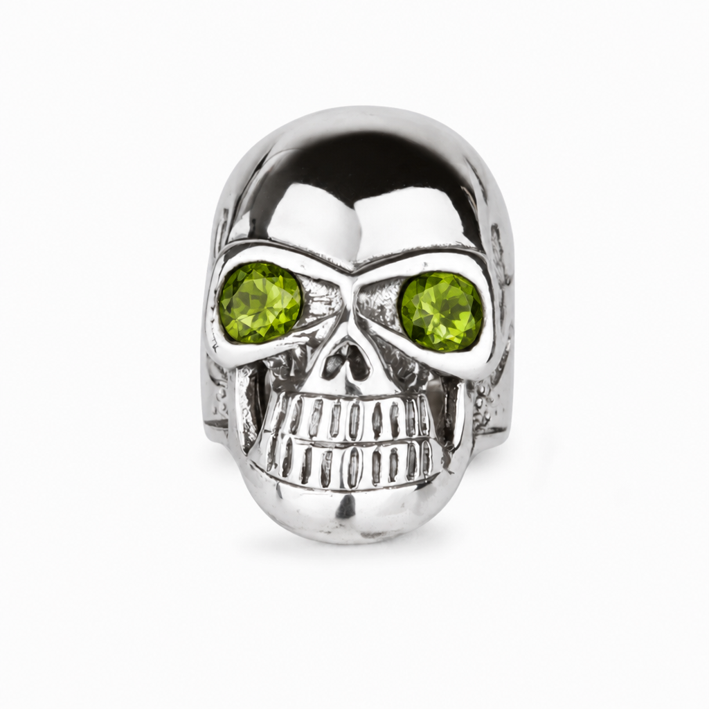 Peridot Skull Ring