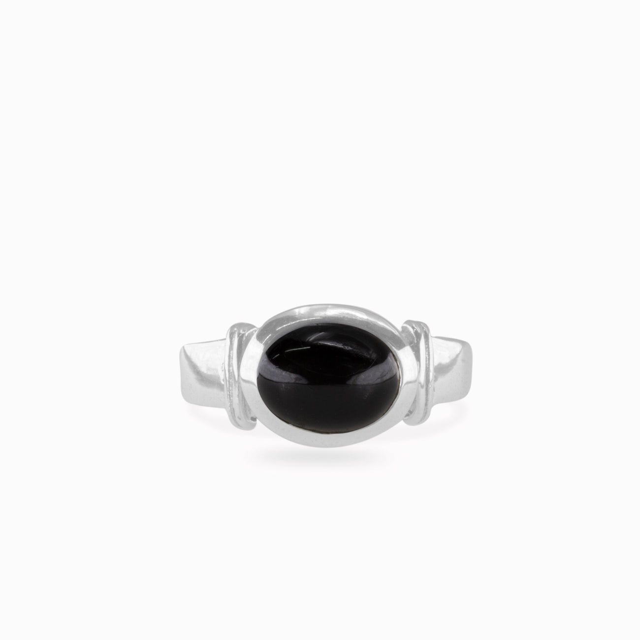CABOCHON BLACK STAR DIOPSIDE RING STERLING SILVER  MADE IN EARTH