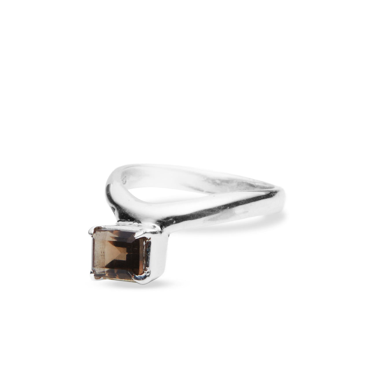 SMOKEY QUARTZ FACETED RECTANGLE STERLING SILVER RING | MADE IN EARTH