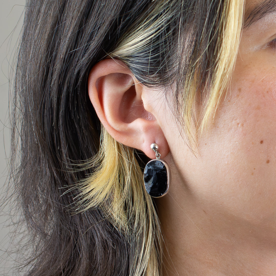 Apache Tear Obsidian Earrings