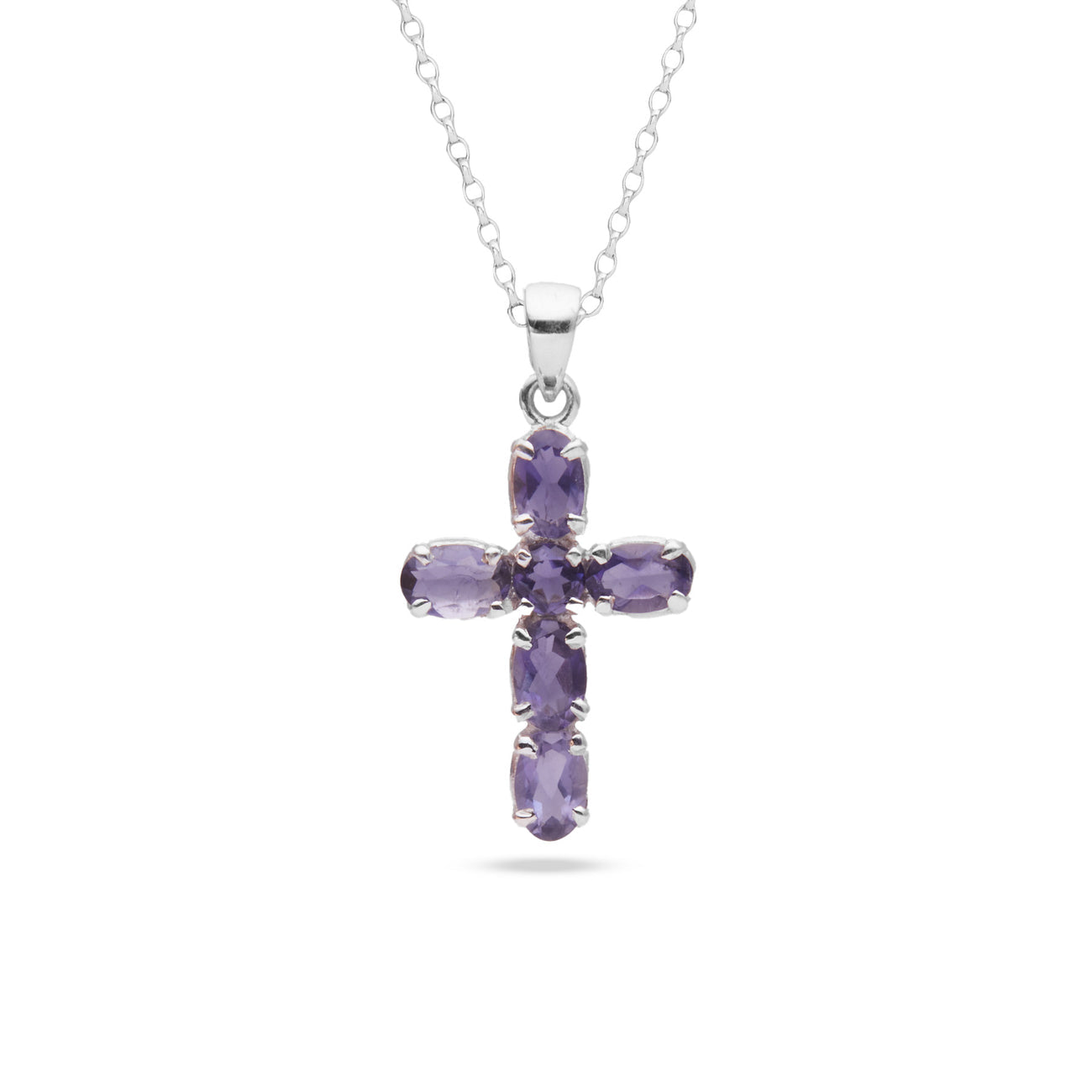 Iolite cross-shaped pendant