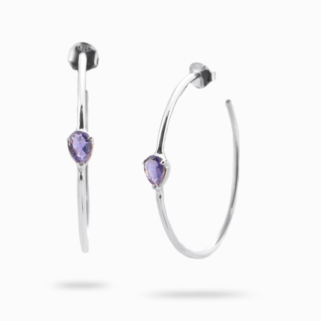 Iolite Hoop Earrings