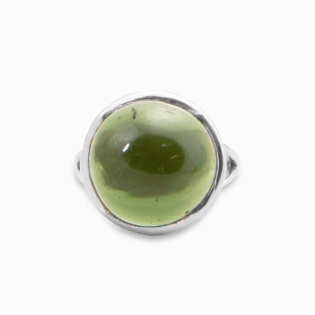 CABOCHON MOLDAVITE RING