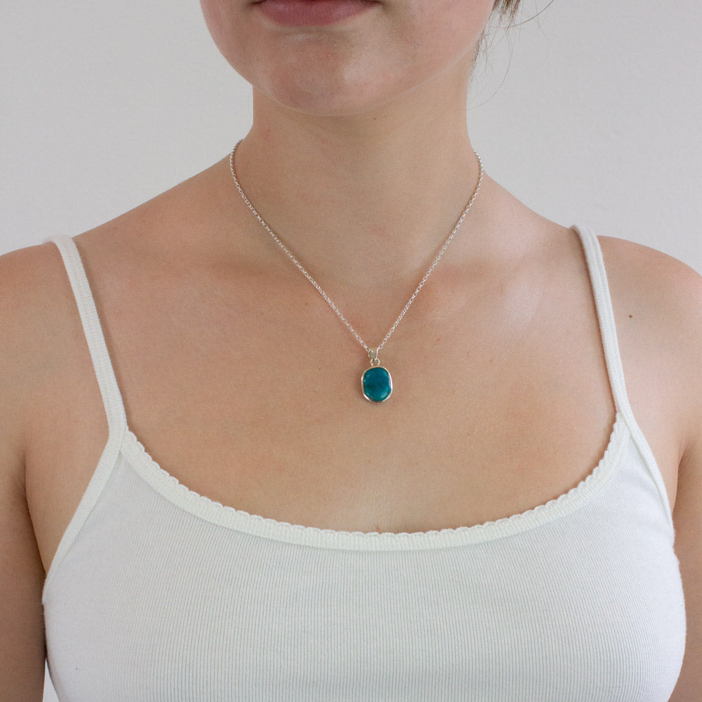 Turquoise necklace on model
