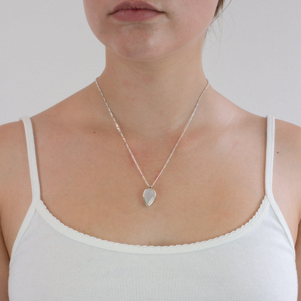 faceted tear Rainbow Moonstone necklace