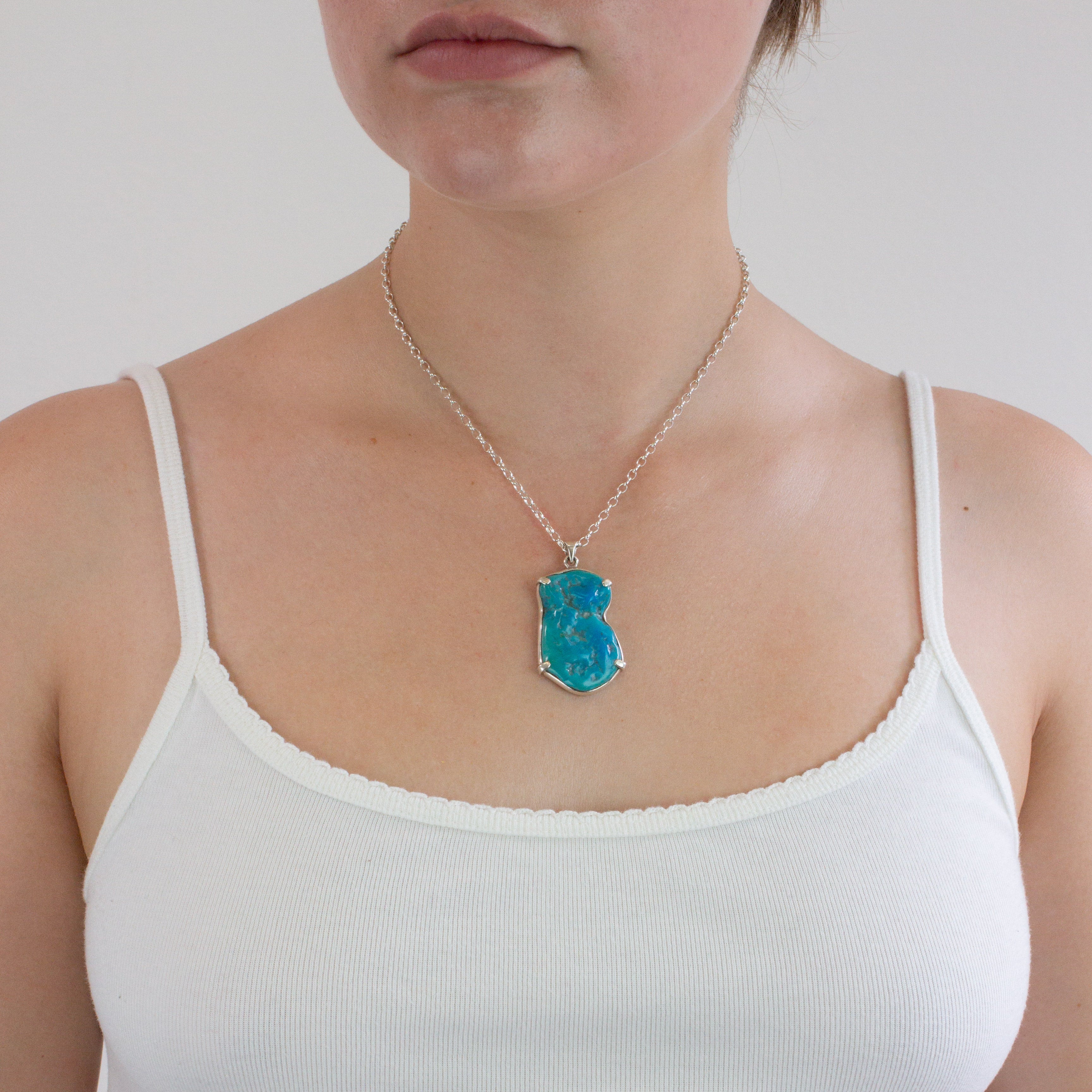 raw Sleeping Beauty Turquoise Necklace on model