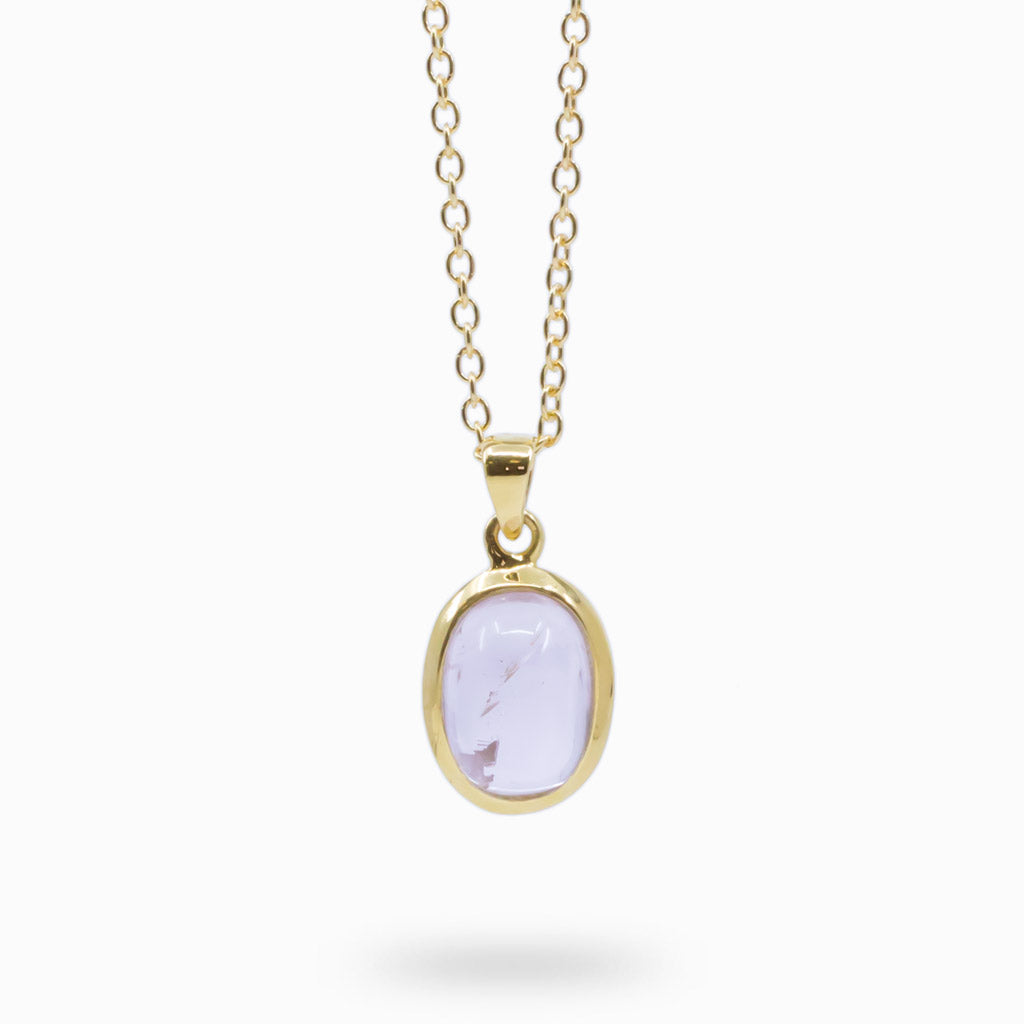 KUNZITE CAB NECKLACE WITH GOLD VERMEIL FINISH