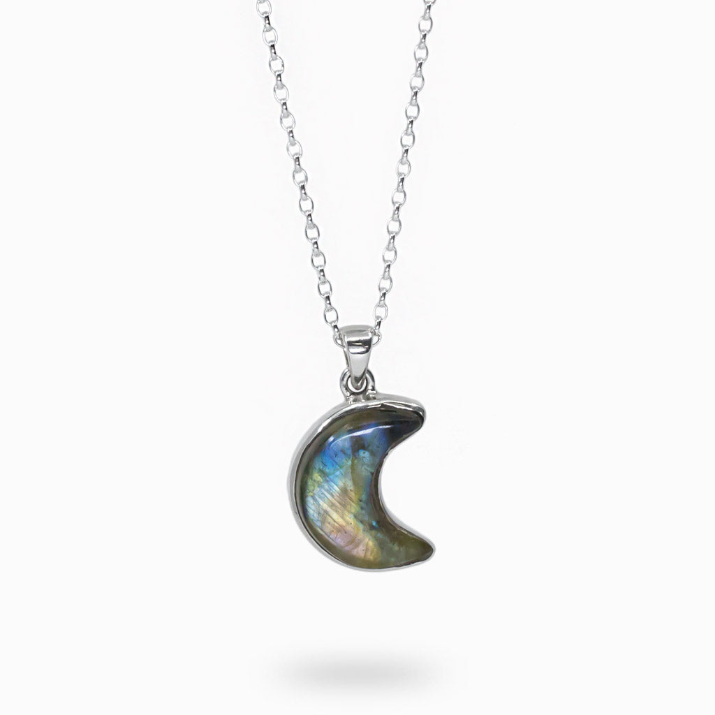 Moon shaped Labradorite necklace