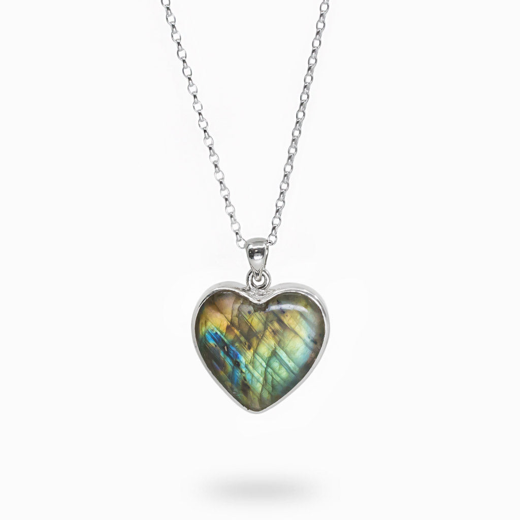 Cabochon Heart Labradorite necklace
