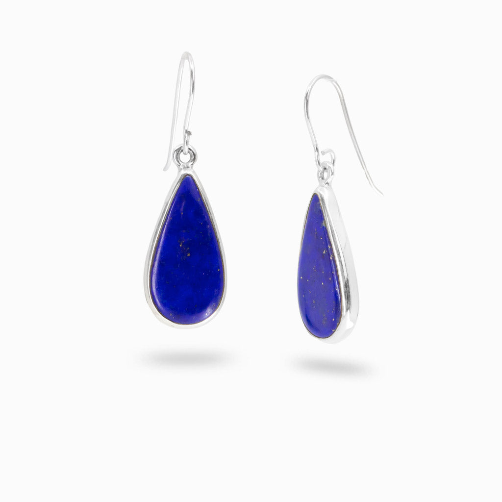 Teardrop lapis lazuli earrings in sterling silver