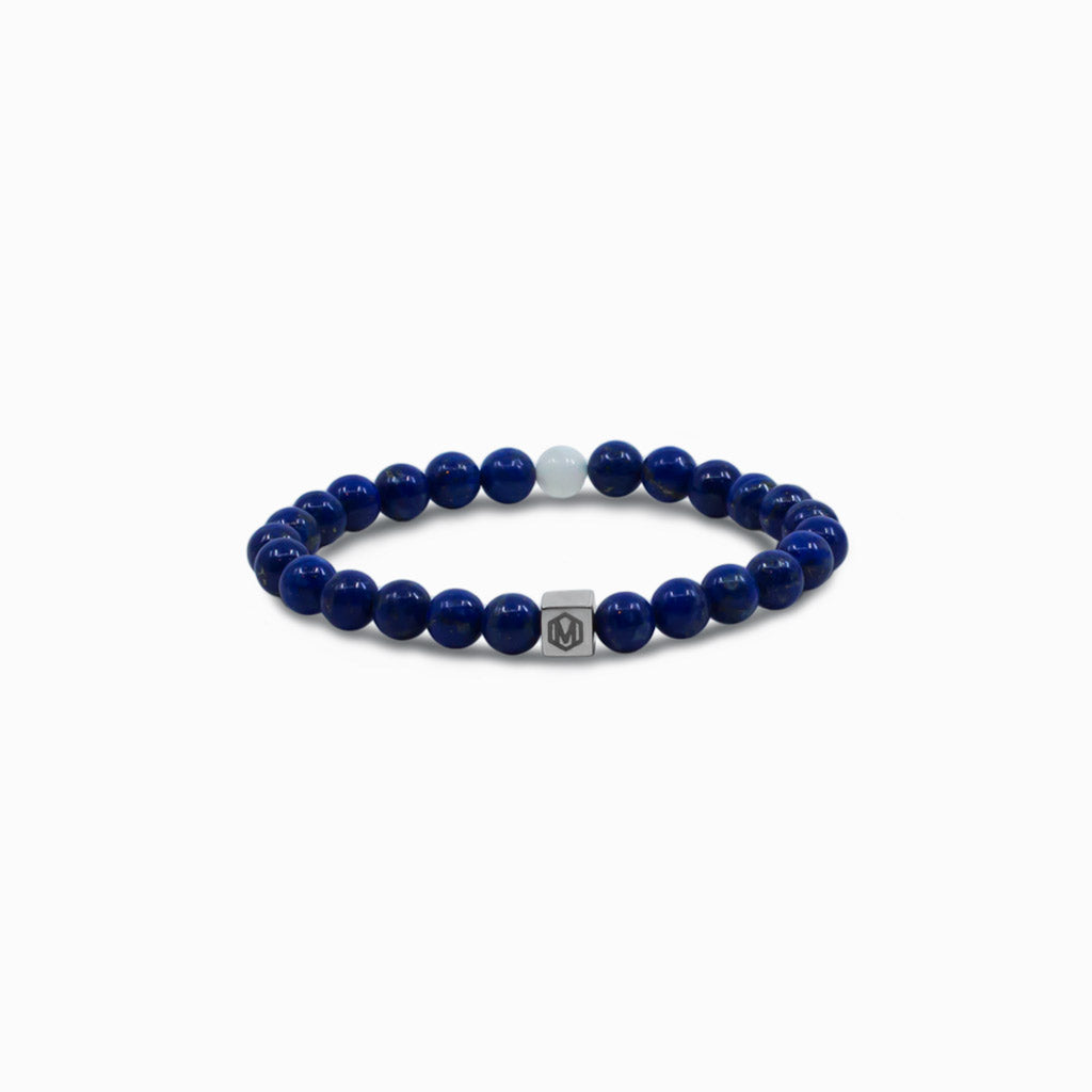 Lapis Lazuli and White Moonstone Bead Bracelet