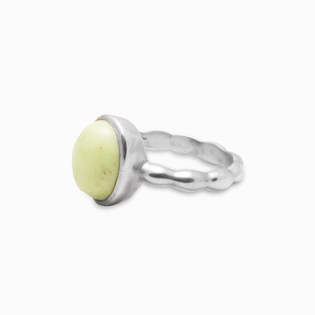 LEMON CHRYSOPRASE CABOCHON RING