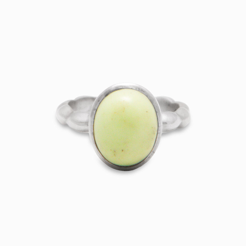 LEMON CHRYSOPRASE CABOCHON RING