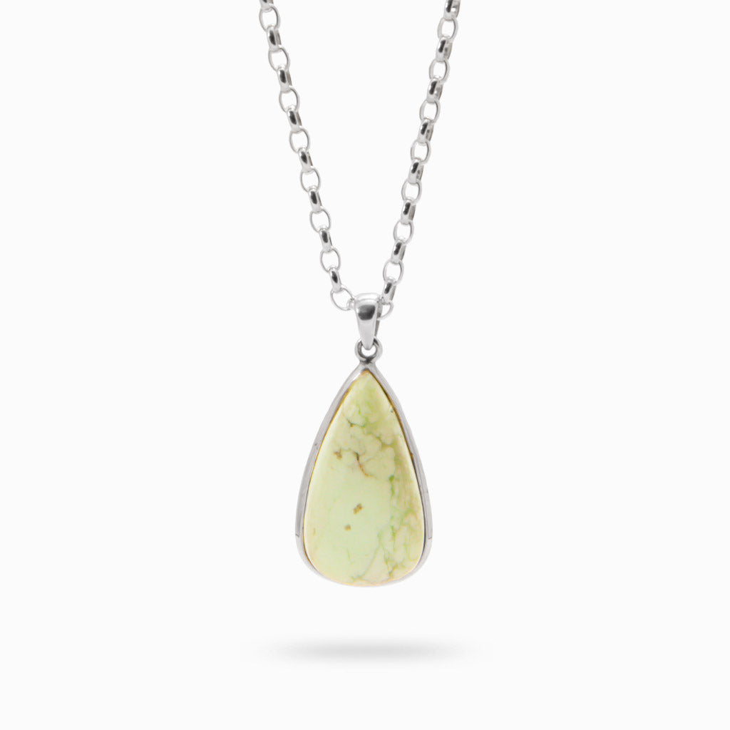 LEMON CHRYSOPRASE CABOCHON TEAR NECKLACE