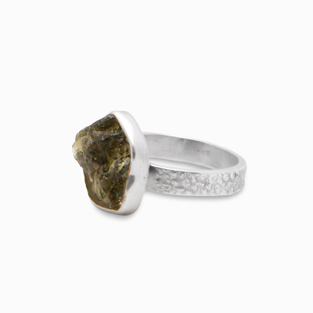 RAW MOLDAVITE RING