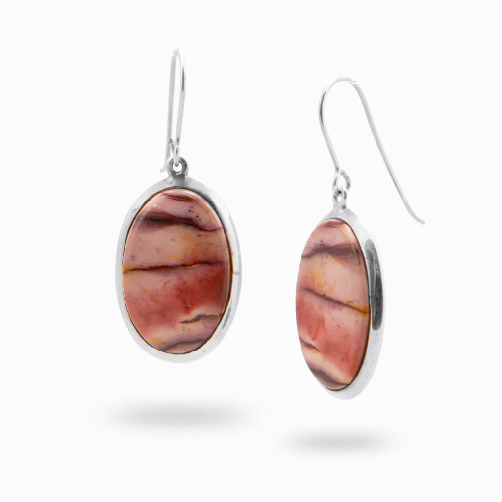 CABOCHON OVAL MOOKAITE DROP EARRINGS