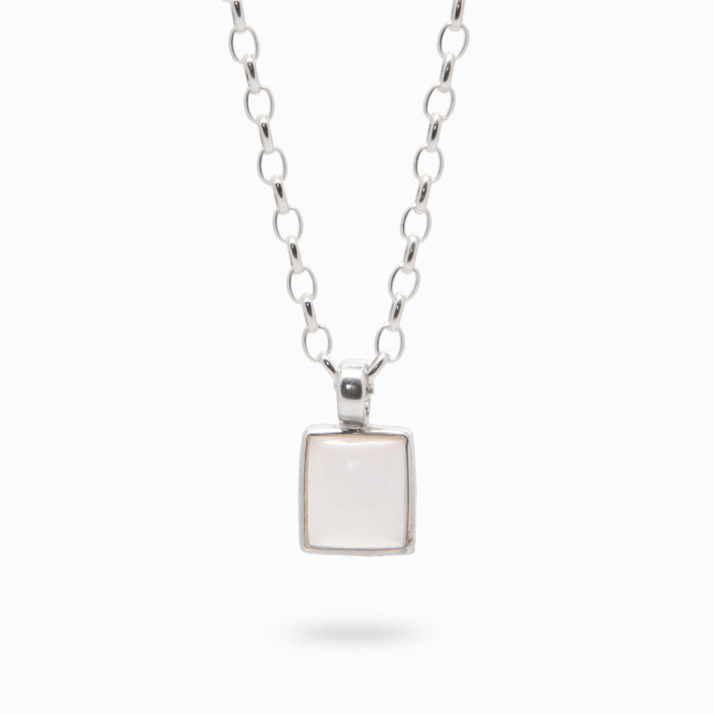 BLUE CHALCEDONY RECTANGLE NECKLACE