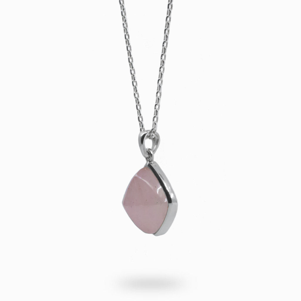 sugarloaf diamond pink Morganite Necklace side profile