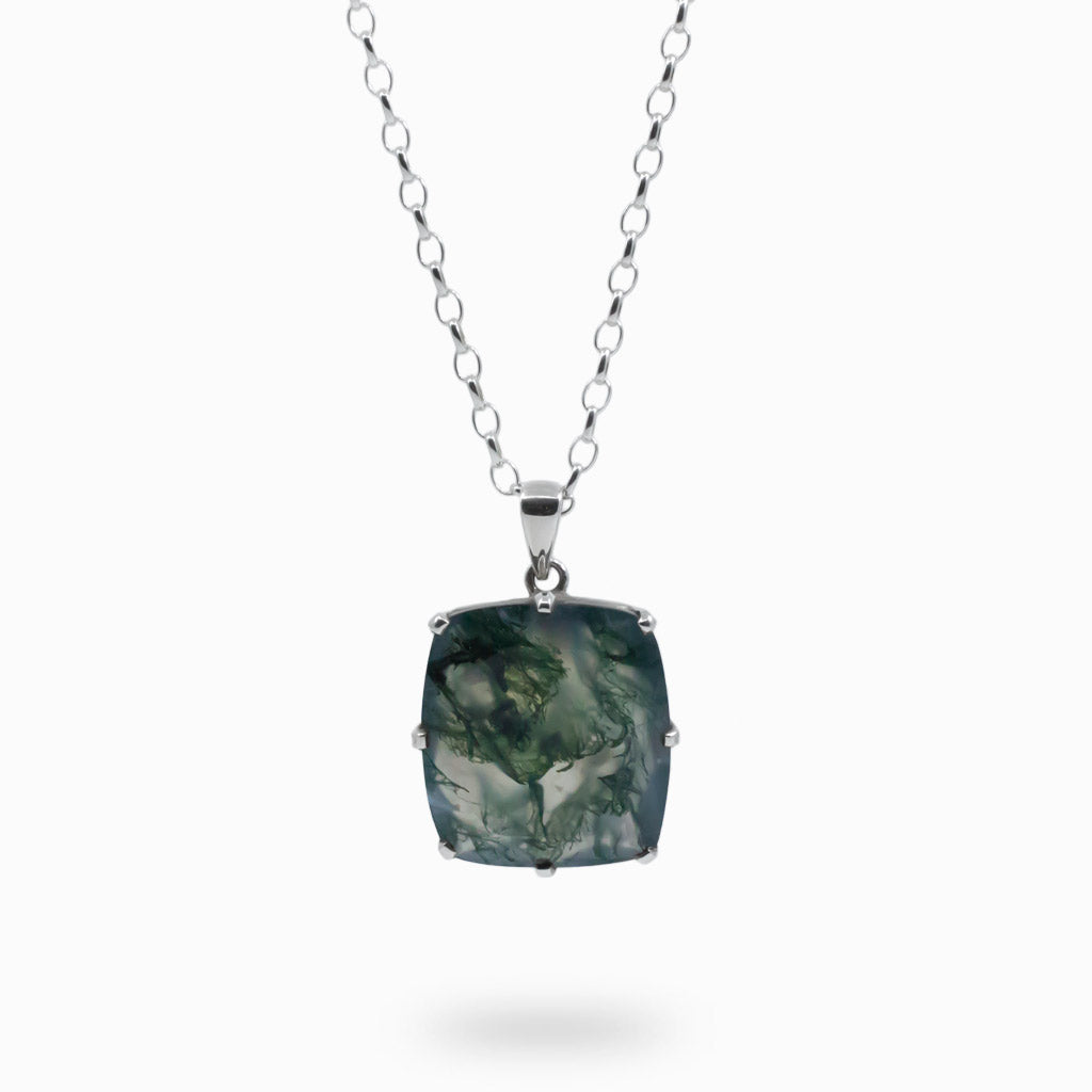 square faceted Moss Agate necklace