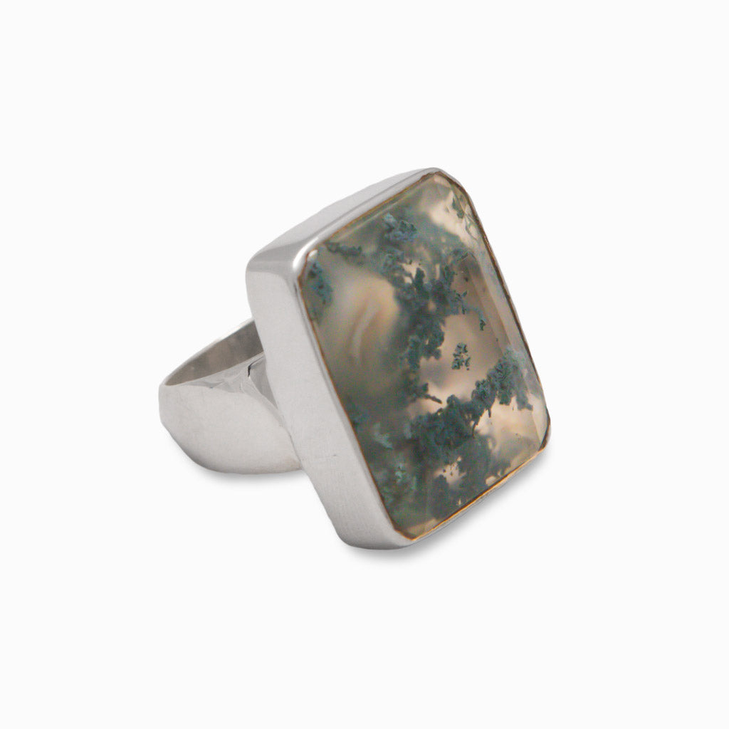 MOSS AGATE FAC RING