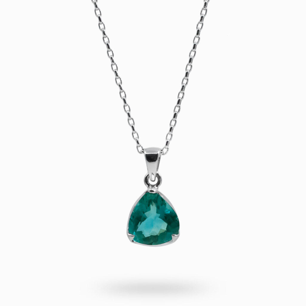 Blue-green Faceted Tear Fluorite Necklace